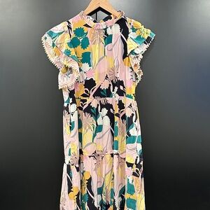 Floral Ruffle Sleeve Maxi Dress